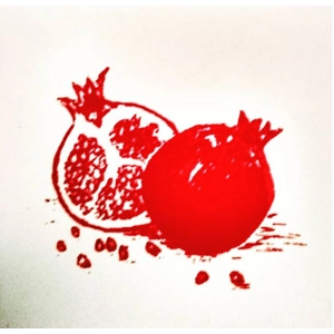 SHANA TOVA Pomegranate Card, hand-printed
