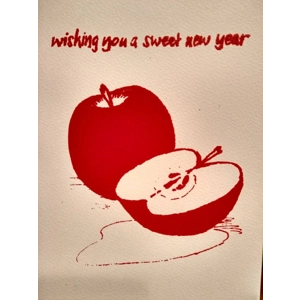 SWEET NEW YEAR Card, hand printed