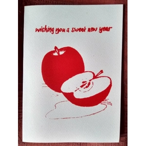 SWEET NEW YEAR Card, hand printed
