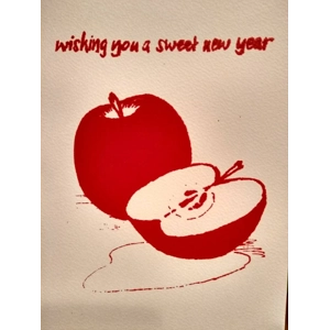 SWEET NEW YEAR Card, hand printed