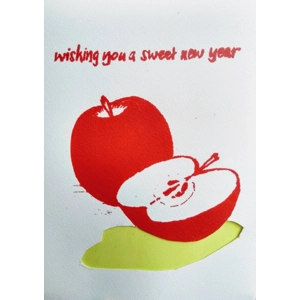 WISHING YOU A SWEET NEW YEAR CARD, hand-printed, embellished