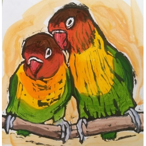 Loving Lovebirds, original signed artwork.