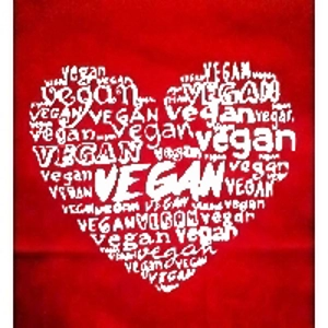 MY VEGAN HEART handprinted tote bag, 10% profit to wildlife rescue.