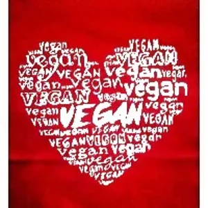 MY VEGAN HEART handprinted tote bag, 10% profit to wildlife rescue.