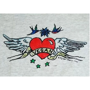 VEGAN TATTOO T SHIRT, hand-printed in vegan inks.