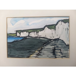 Seven Sisters, Birling Gap, hand-painted linoprint