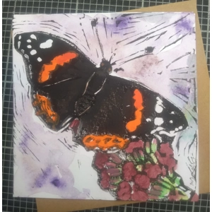 Red Admiral hand-painted butterfly card