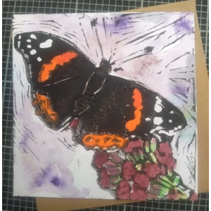 Red Admiral hand-painted butterfly card