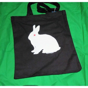 White Rabbit Tote Bag, hand-printed