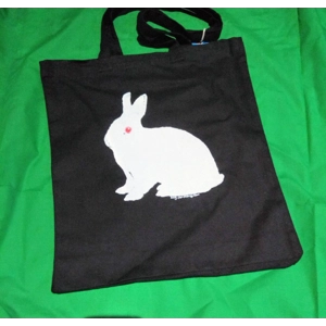 White Rabbit Tote Bag, hand-printed