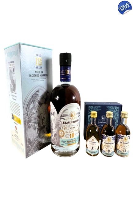 El Supremo 18 Years Old Rum with FREE minis - 70cl
