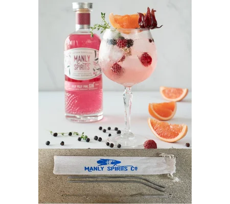 Manly Spirits Lilly Pilly Pink Gin with Straw Kit