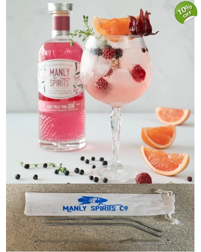 Manly Spirits Lilly Pilly Pink Gin with Straw Kit