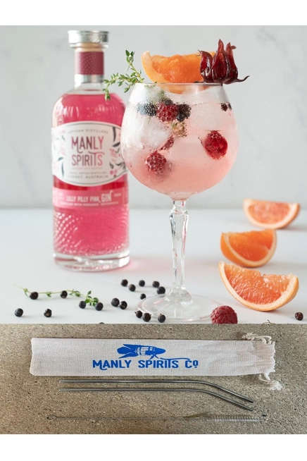 Manly Spirits Lilly Pilly Pink Gin with Straw Kit