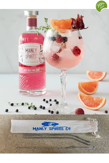 Manly Spirits Lilly Pilly Pink Gin with Straw Kit