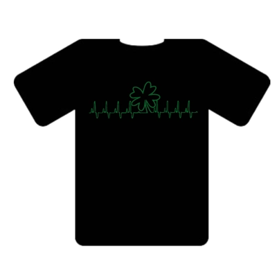 Black Heartbeat Shamrock Tshirt