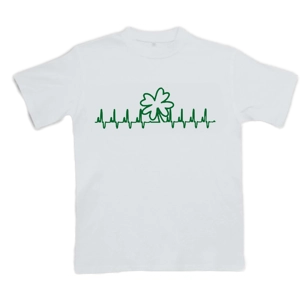 White Heartbeat Shamrock T-s..