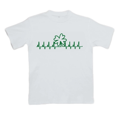 White Heartbeat Shamrock T-shirt