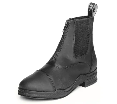 Hy Equestrian Wax Leather Zip Boot Black