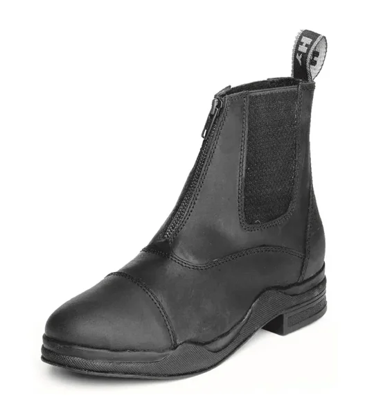 Hy Equestrian Wax Leather Zip Boot Black