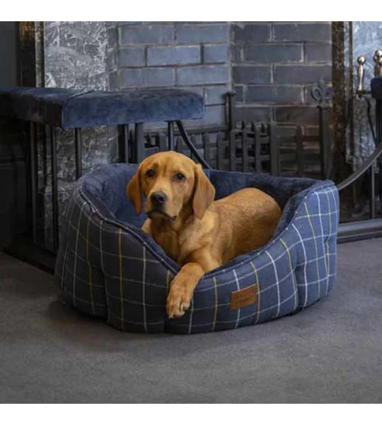 House of Paws Check Tweed Oval Snuggle Bed