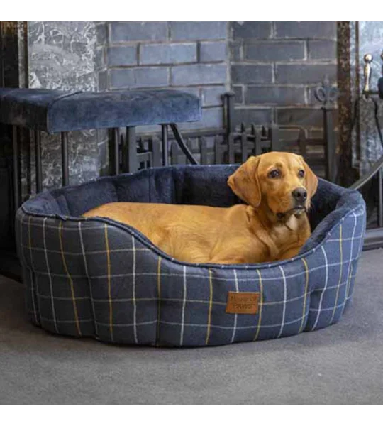House of Paws Check Tweed Oval Snuggle Bed
