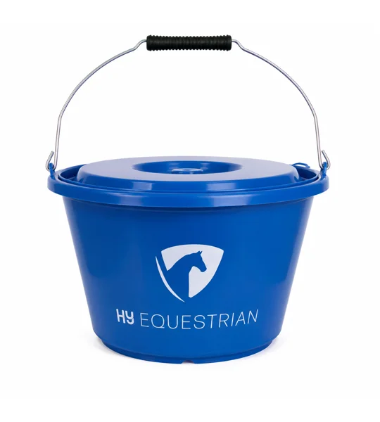 Hy Equestrian Bucket with Lid 18 litre Blue