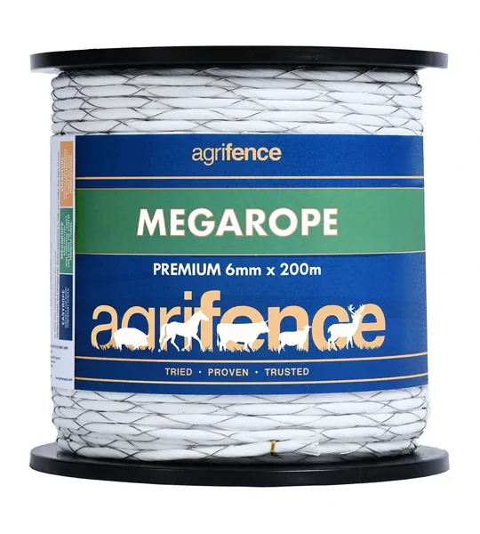 Agrifence Megarope Premium Fence Rope 6mm x 200m White