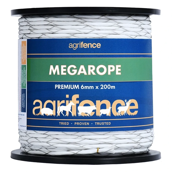 product Image for Agrifence Megarope Premium Fence Rope 6mm x 200m White