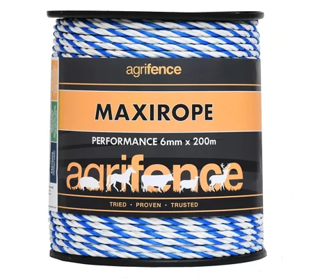 Agrifence Maxirope Premium Fence Rope 6mm x 200m White/Blue