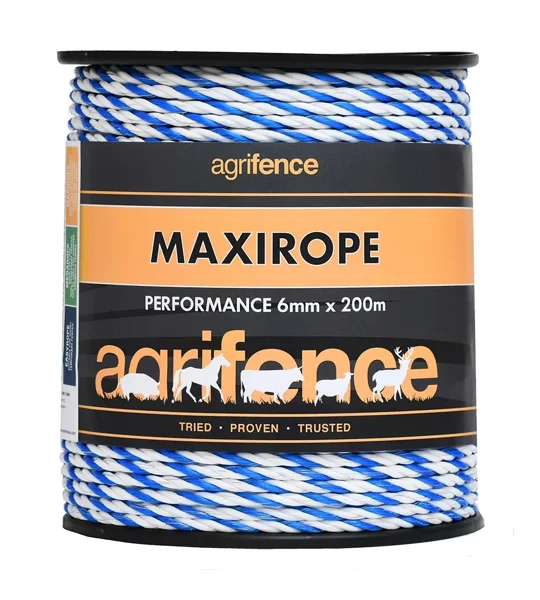 Agrifence Maxirope Premium Fence Rope 6mm x 200m White/Blue