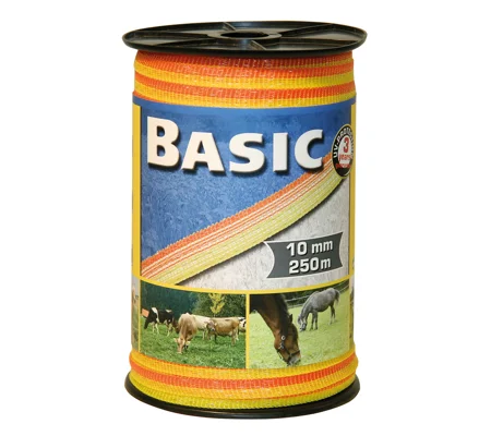 basic fencing tape 250m x 10mm Yellow/Orange