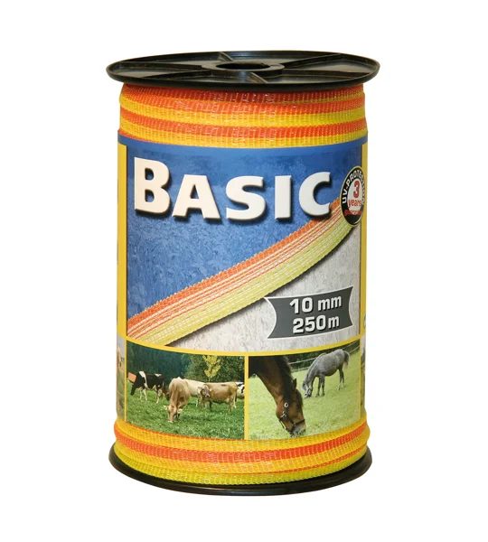 basic fencing tape 250m x 10mm Yellow/Orange
