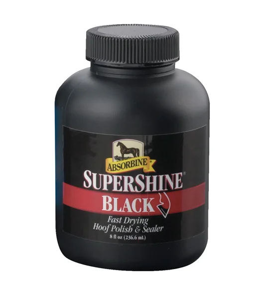 Absorbine SuperShine Hoof Polish Black 237ml bottle with dauber applicator