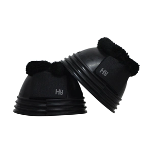 Hy Equestrian Ringed Fleece Topped Over Reach Boots - Black