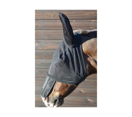 Hy Equestrian Fly Mask with Sunshield & Ears - Black