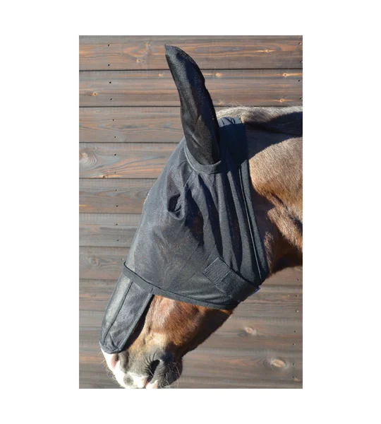Hy Equestrian Fly Mask with Sunshield & Ears - Black