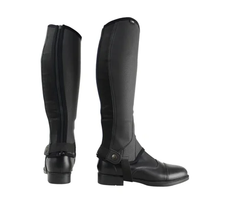 Hy Equestrian Synthetic Combi Leather Chaps - Black