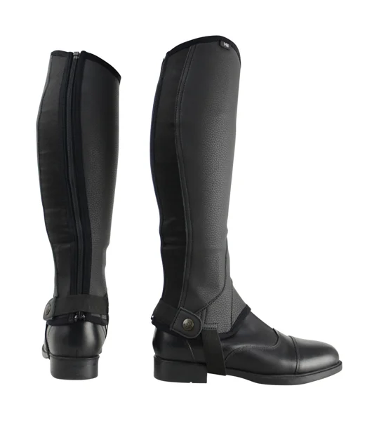 Hy Equestrian Synthetic Combi Leather Chaps - Black