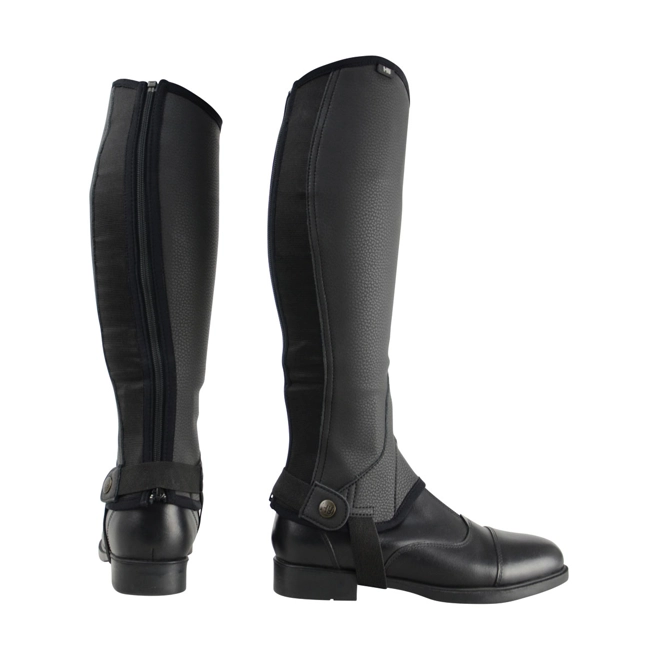 Additional Image for Hy Equestrian Synthetic Combi Leather Chaps - Black