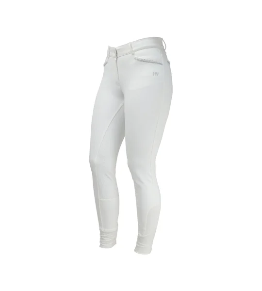 Hy Equestrian Roka Crystal Breeches - White/Silver Crystal