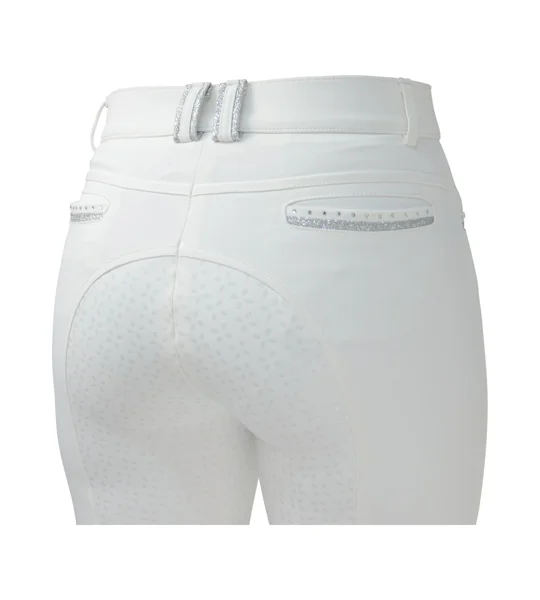 Hy Equestrian Roka Crystal Breeches - White/Silver Crystal
