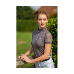 Hy Equestrian Maddie Mesh Sleeved Show Shirt - Grey