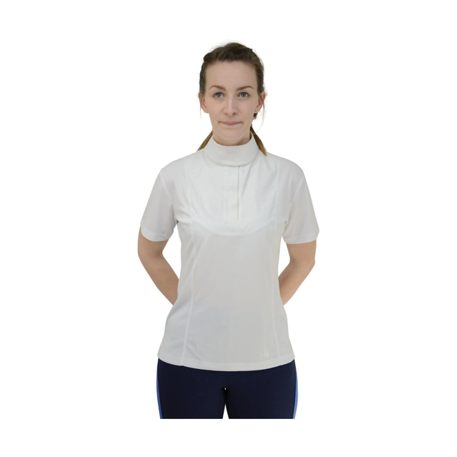 Additional Image for Hy Equestrian Ladies Downham Short Sleeved Stock Shirt - White