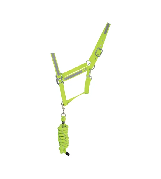 Reflector Head Collar and Lead Rope by Hy Equestrian Yellow