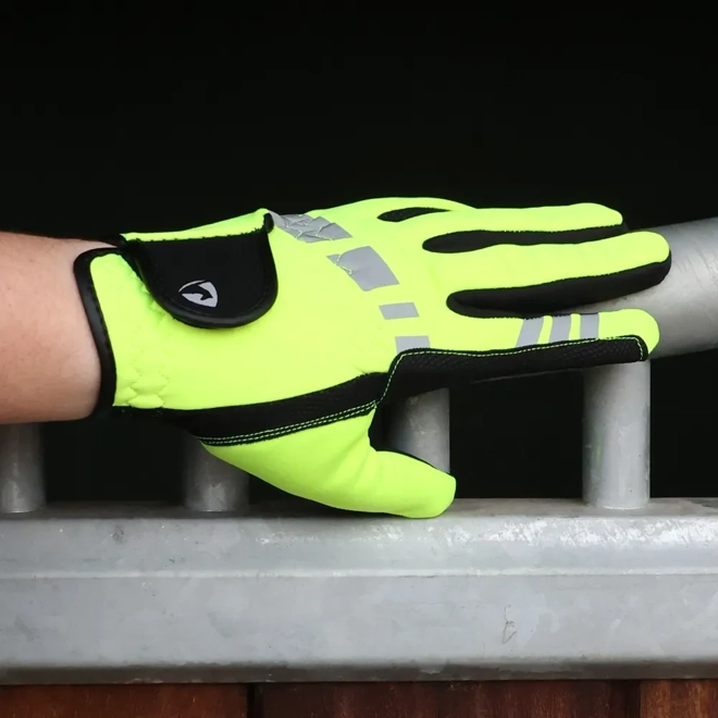 product Image for Hy Equestrian Extreme Reflective Softshell Gloves yellow