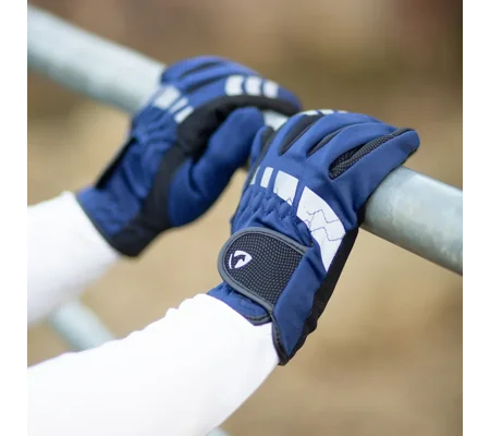 Hy Equestrian Extreme Reflective Softshell Gloves Navy