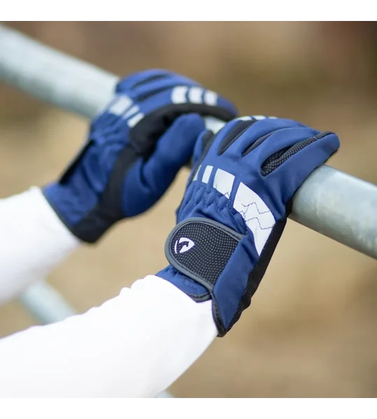Hy Equestrian Extreme Reflective Softshell Gloves Navy