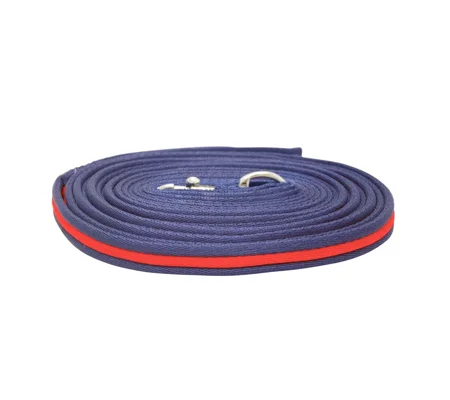 Hy Equestrian Soft Webbing Lunge Rein 25' Navy/Red
