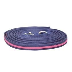 Hy Equestrian Soft Webbing Lunge Rein 25' Navy/Pink